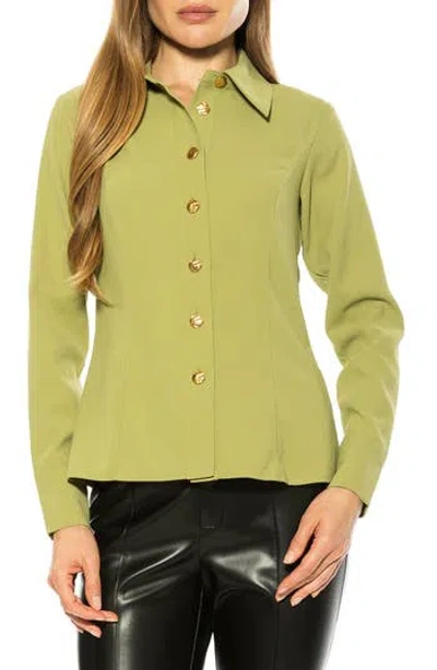 Alexia Admor Leland Button-up Shirt In Green