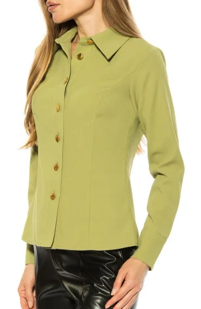 Alexia Admor Leland Button-up Shirt In Green
