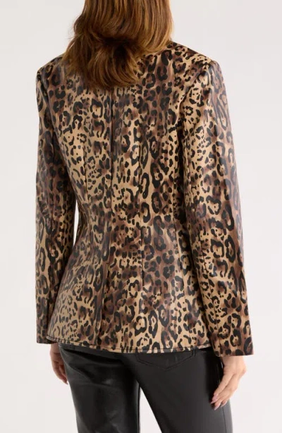 Cinq À Sept Cheyenne Leopard Print Faux Leather Jacket In Animal Print