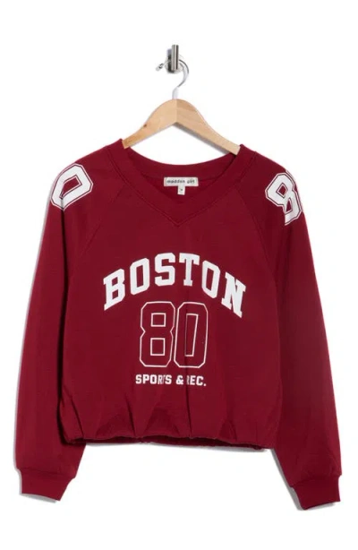 Madden Girl Athletic Bubble Hem Sweatshirt In Red