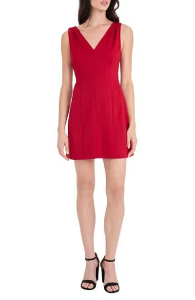 Donna Morgan V Neck Mini Dress In Red