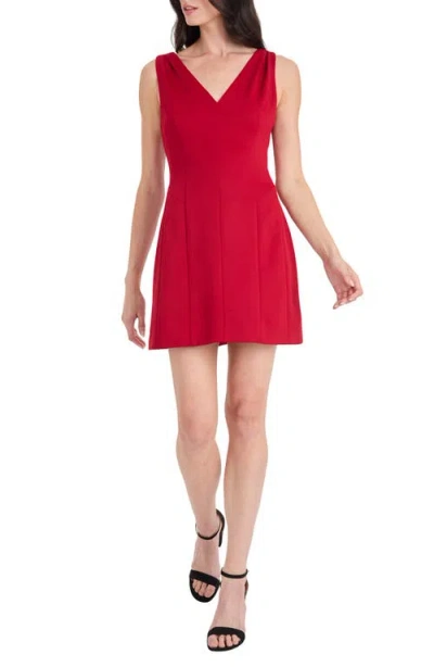 Donna Morgan V Neck Mini Dress In Red