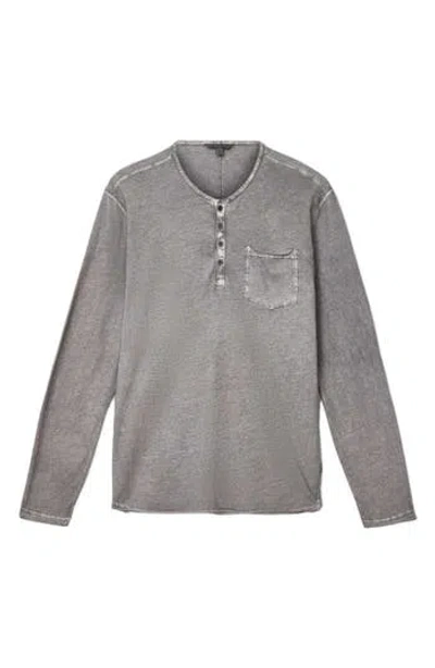 John Varvatos Baylor Organic Cotton Long Sleeve Henley In Gray