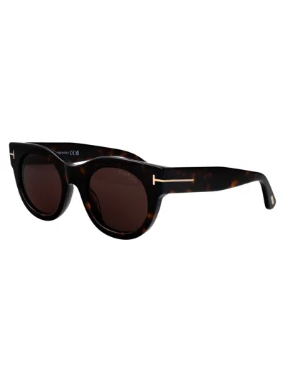 Tom Ford Round-frame Sunglasses In Brown