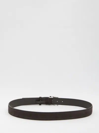 Fendi Square Belt With Adjustable Buckle And Logo In Brown