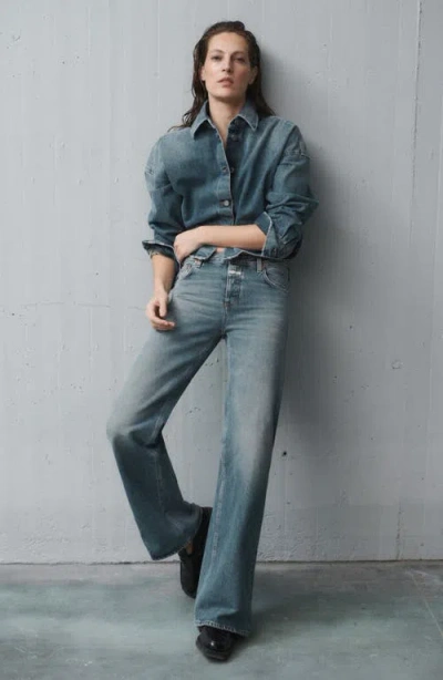 Closed Gillian Mid Rise Flare Jeans In Blue