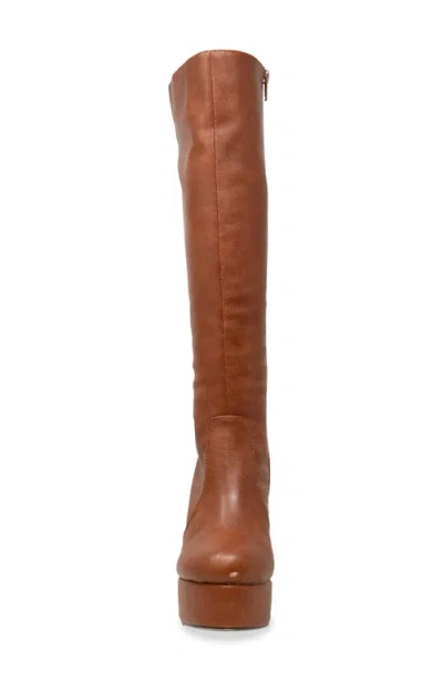 Chase & Chloe Chase And Chloe Knee High Platform Boot In Brown