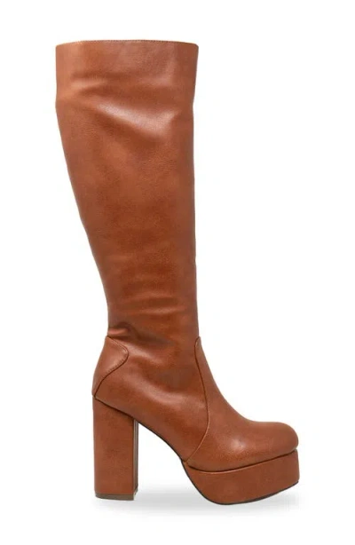 Chase & Chloe Chase And Chloe Knee High Platform Boot In Brown