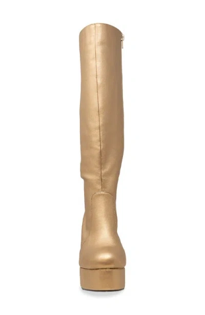 Chase & Chloe Chase And Chloe Knee High Platform Boot In Gold