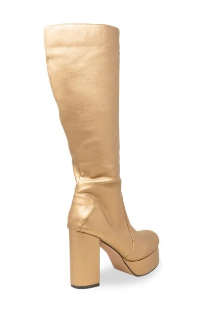 Chase & Chloe Chase And Chloe Knee High Platform Boot In Gold