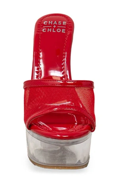 Chase & Chloe Chase And Chloe Mesh Strap Platform Sandal In Red
