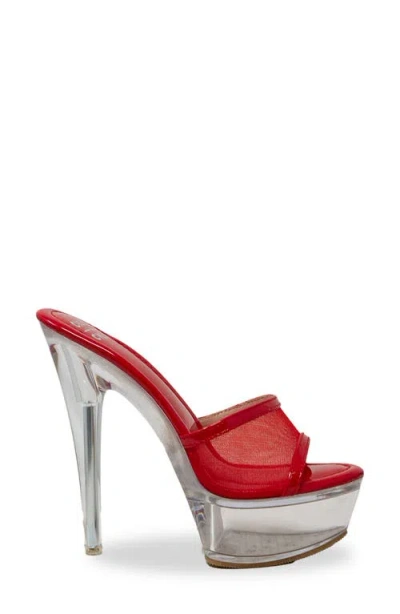 Chase & Chloe Chase And Chloe Mesh Strap Platform Sandal In Red