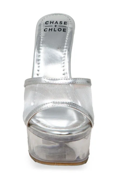 Chase & Chloe Chase And Chloe Mesh Strap Platform Sandal In Silver