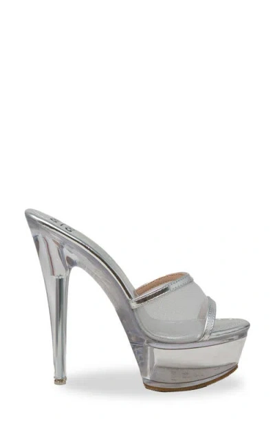 Chase & Chloe Chase And Chloe Mesh Strap Platform Sandal In Silver