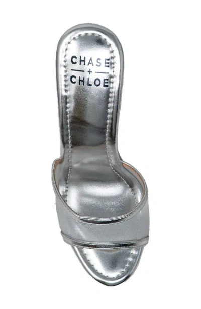 Chase & Chloe Chase And Chloe Mesh Strap Platform Sandal In Silver