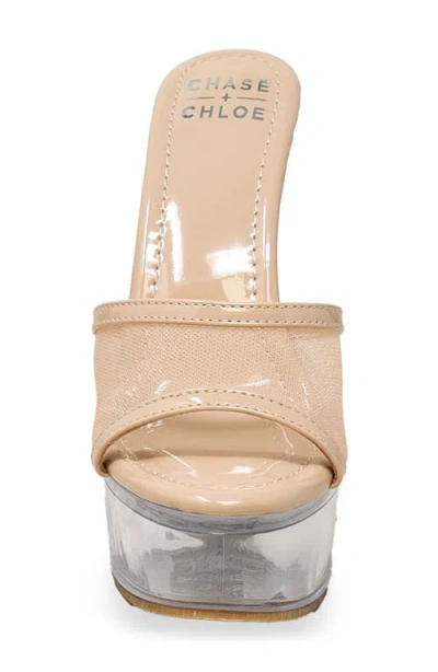 Chase & Chloe Chase And Chloe Mesh Strap Platform Sandal In Neutral