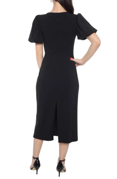 Marina Puff Sleeve Scuba Knit Dress In Black