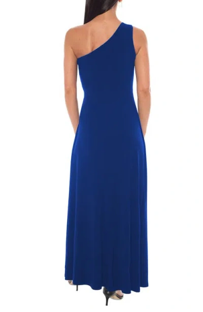 Marina One-shoulder Front Twist A-line Gown In Blue