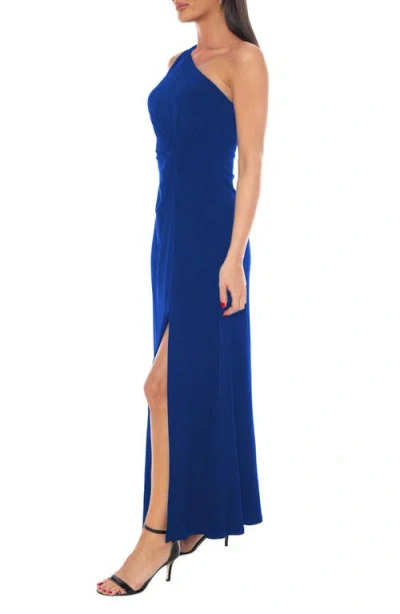 Marina One-shoulder Front Twist A-line Gown In Blue