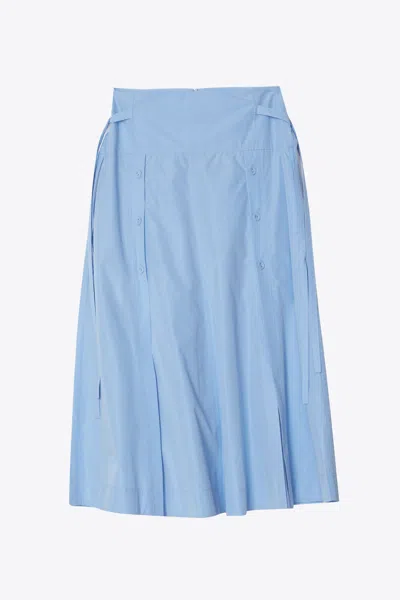 3.1 Phillip Lim Button Front Tie Waist Midi Skirt In Blue