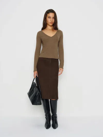 Reformation Jenna Long Sleeve Tee In Brown