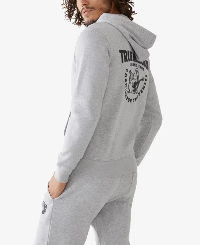 True Religion Men's Core Zip-front Logo Hoodie In Gray