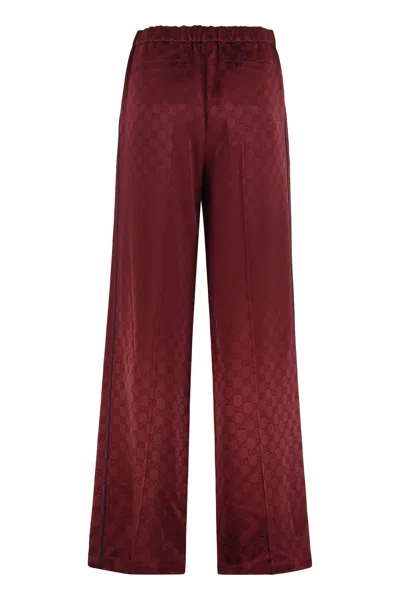 Gucci Pants In Satin Gg In Burgundy