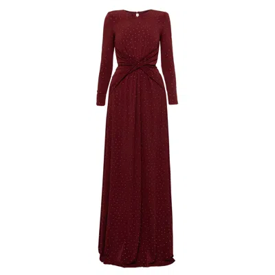 Nissa Embellished Twisted Maxi Dress In Burgundy