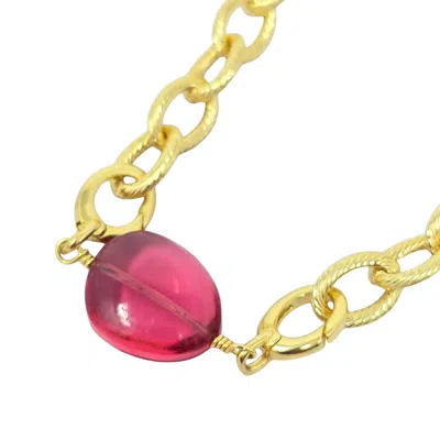 Harfi Women's Gold / Pink Pink Tourmaline October Birthstone Statement Pendant Necklace In Multi