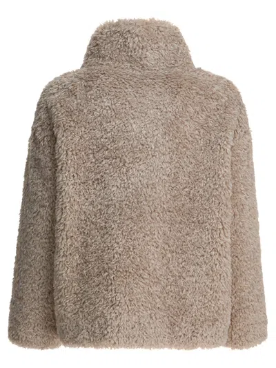 Herno Teddy Bear Texture Coat With High Collar In Brown
