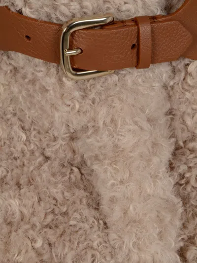 Herno Teddy Bear Texture Coat With High Collar In Brown