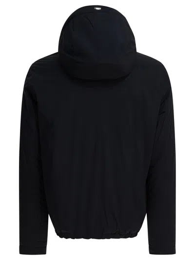 Herno Hooded Jacket With Adjustable Drawstrings And Snap-button Pockets In Black