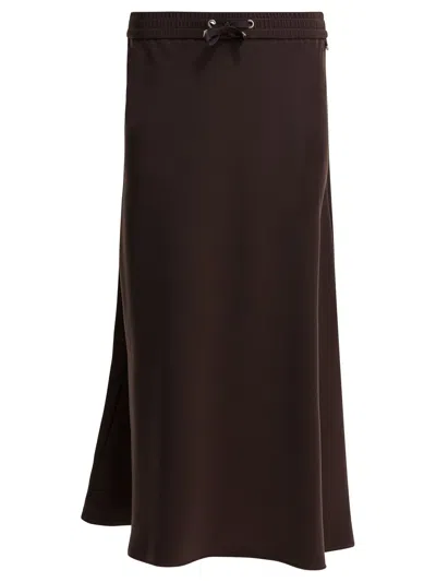 Herno Matte Satin Midi Skirt In Brown