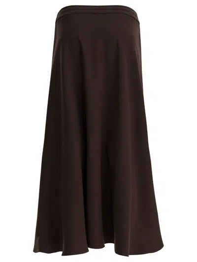 Herno Matte Satin Midi Skirt In Brown