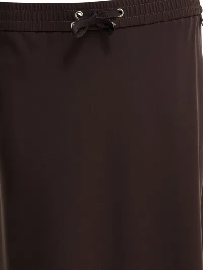 Herno Matte Satin Midi Skirt In Brown