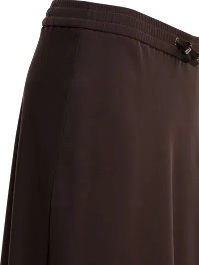 Herno Matte Satin Midi Skirt In Brown