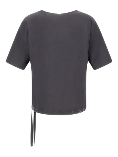 Herno Mc Top Anthracite V-neck Tied Waist In Gray