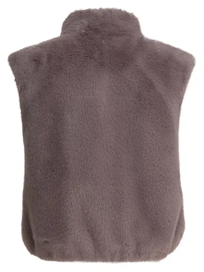 Herno Sleeveless Faux Fur Jacket Jackets And Coats Pink In Brown