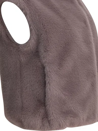 Herno Sleeveless Faux Fur Jacket Jackets And Coats Pink In Brown
