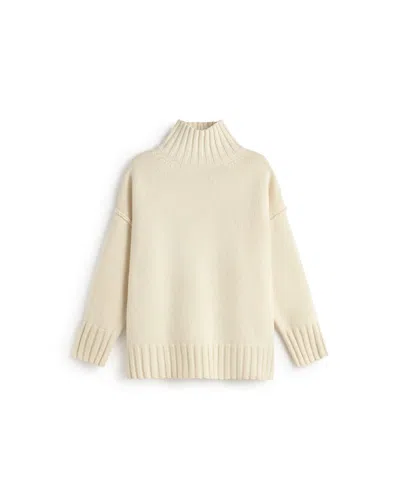 Thinking Mu Women's White Oversize Wool Imogen Sweater In Neutral