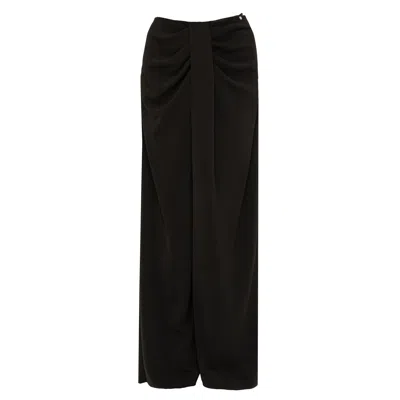 Nissa Women's Black Loose Mid-rise Pants In Black