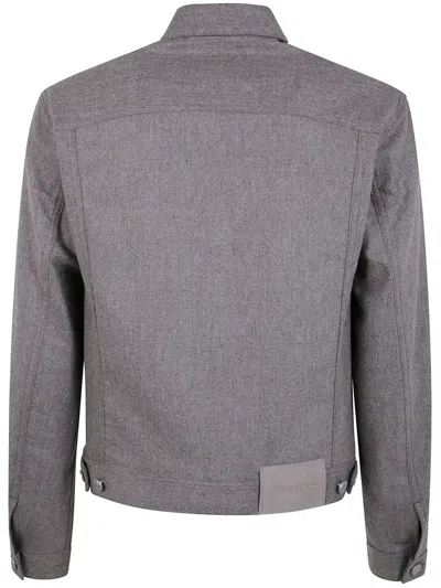 Jacob Cohen Long Sleeve Trucker Jacket With Adjustable Waist In Gray