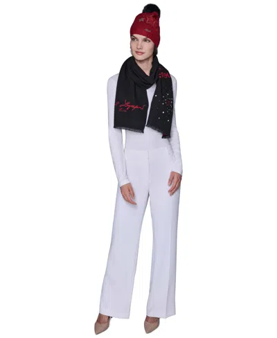 Karl Lagerfeld Women's 2-piece L'amour Muffler And Star Power Beanie Gift Set In Red