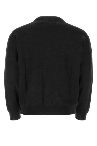 Lemaire Relaxed Twisted Wool Blend Cardigan In Black