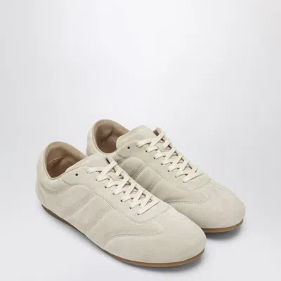 Lemaire Suede Low Profile Sneakers With Rubber Sole In Neutral