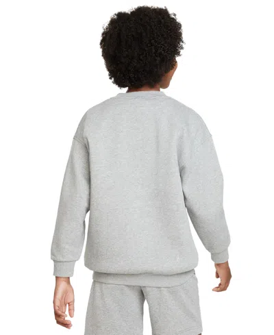 Nike Club Big Kid Girls Crew Neck Fleece Long Sleeve Sweatshirt In Gray