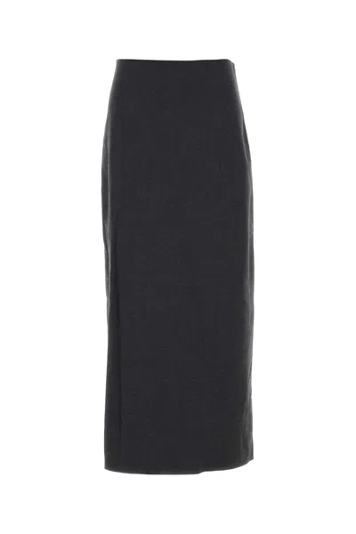 Loulou De Saison Charcoal Stretch Wool Samos Skirt In Black