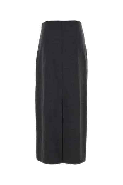 Loulou De Saison Charcoal Stretch Wool Samos Skirt In Black