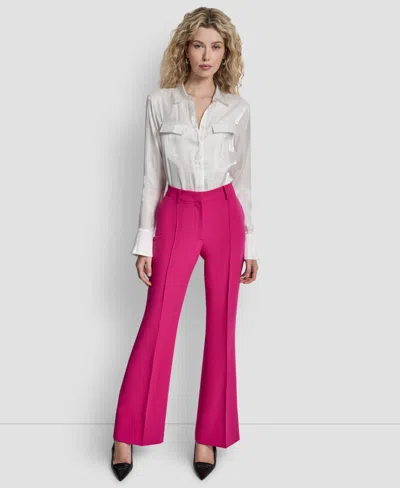 Dkny Women's Pintuck Fit And Flare Trousers In Pink