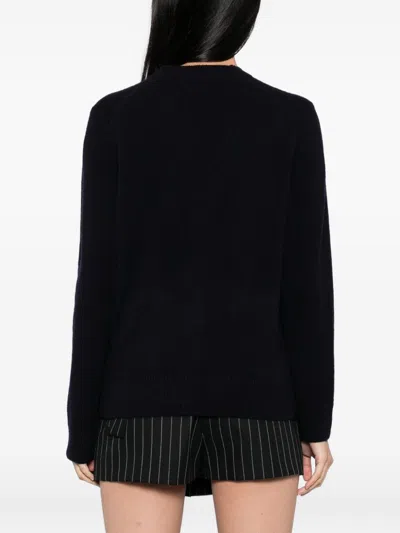 Maison Kitsuné V-neck Long Sleeve Wool Cardigan In Black